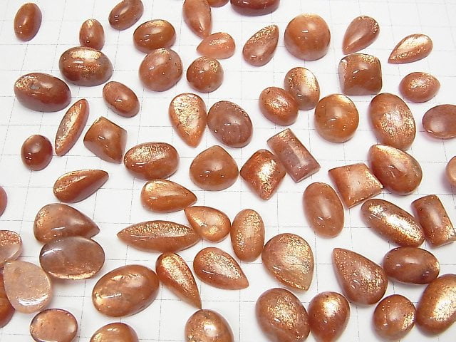 [Video] High Quality Sunstone AAA- Cabochon Mix Shape 2pcs