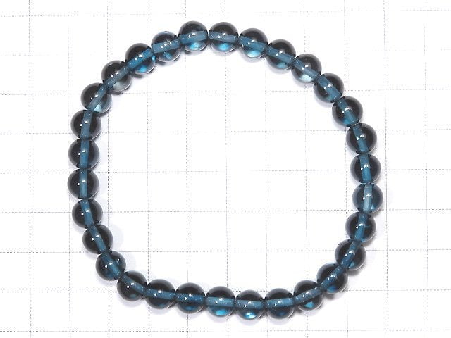 [Video] [One of a kind] High Quality London Blue Topaz AAA Round 7mm Bracelet NO.12