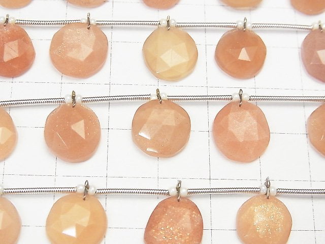 [Video] Peach Moonstone AAA- Freeform Single Sided Rose Cut 1strand (10pcs)