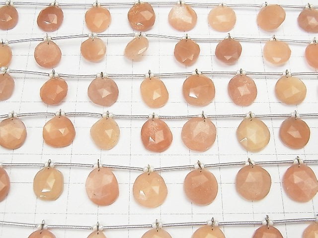 [Video] Peach Moonstone AAA- Freeform Single Sided Rose Cut 1strand (10pcs)