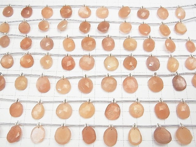 [Video] Peach Moonstone AAA- Freeform Single Sided Rose Cut 1strand (10pcs)