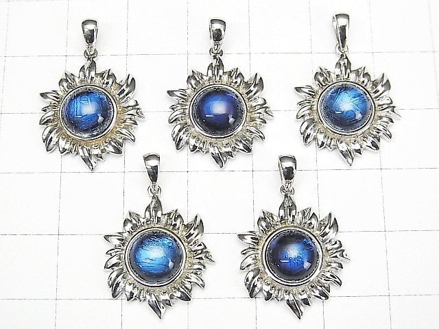 [Video] Meteorite Sun Motif Pendant 18x17mm Blue Silver925