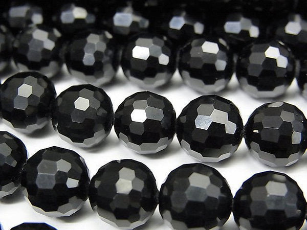 [Video] High Quality! Tibetan Morion Crystal Quartz AAA 128Faceted Round 10mm Half Ren / 1 beads (aprx.15inch / 37cm)