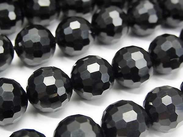 Black Crystal (Morion), Faceted Round Gemstone Beads