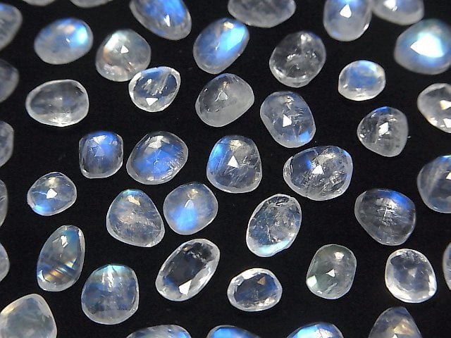 [Video] High Quality Rainbow Moonstone AAA- Undrilled Freeform Single Sided Rose Cut 5pcs