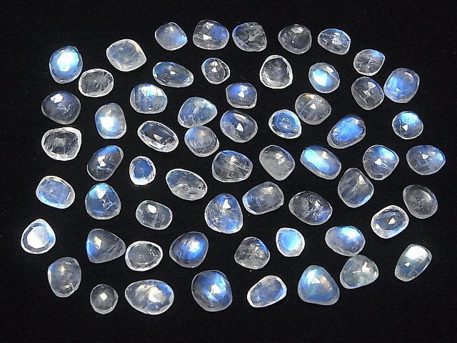 [Video] High Quality Rainbow Moonstone AAA- Undrilled Freeform Single Sided Rose Cut 5pcs