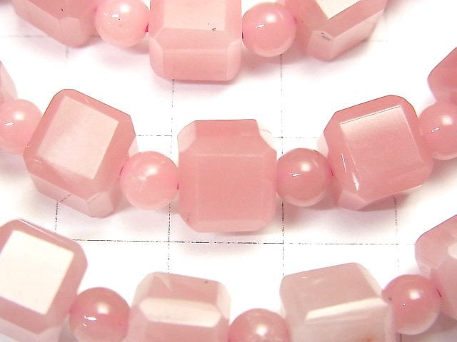 [Video] High Quality! Guava Quartz AAA Cube Shape 8mm & Round 5mm Bracelet