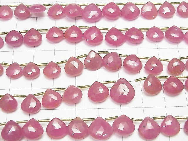 [Video] Unheated Pink Sapphire AA++ Chestnut Faceted Briolette 1strand beads (aprx.7inch / 18cm)