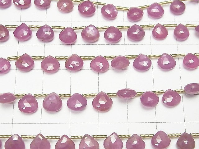 [Video] Unheated Pink Sapphire AA++ Chestnut Faceted Briolette 1strand beads (aprx.7inch / 18cm)