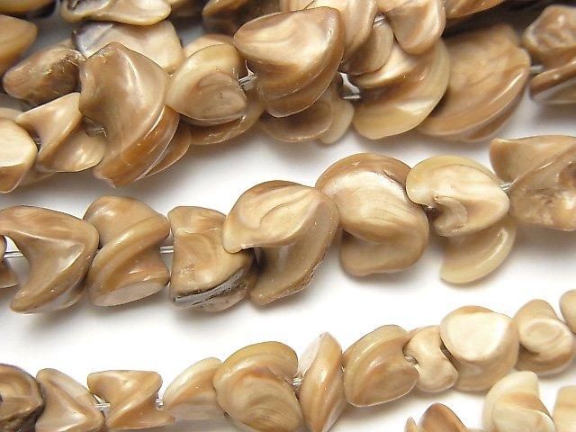 [Video] Brown Shell Twist Nugget 1-strand beads (approx. 15 inches/38 cm)