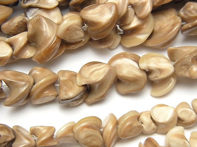 [Video] Brown Shell Twist Nugget 1strand beads (aprx.15inch / 38cm)