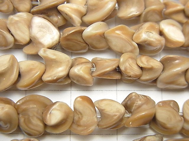 [Video] Brown Shell Twist Nugget 1-strand beads (approx. 15 inches/38 cm)