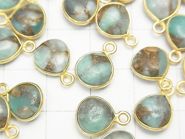 [Video] Copper Amazonite AAA Bezel Setting Chestnut 9x9mm 18KGP 4pcs