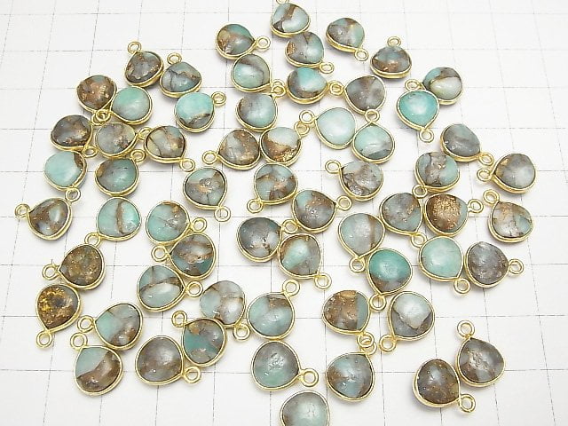 [Video] Copper Amazonite AAA Bezel Setting Chestnut 9x9mm 18KGP 4pcs