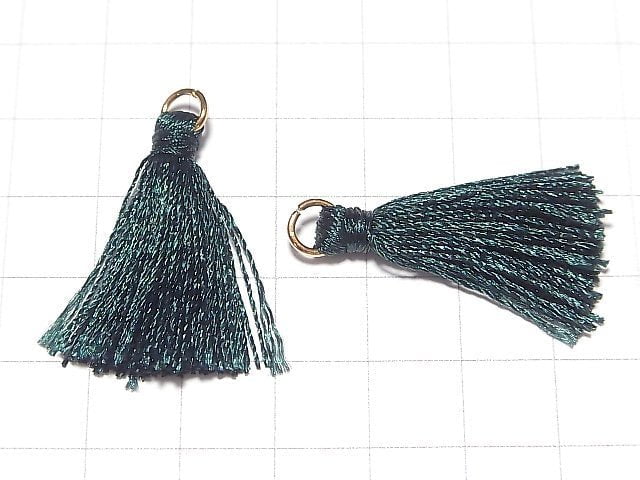 Tassel charm with Ring [S size] Dark green 10pcs