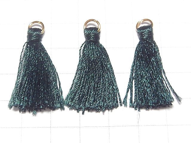 Tassel charm with Ring [S size] Dark green 10pcs