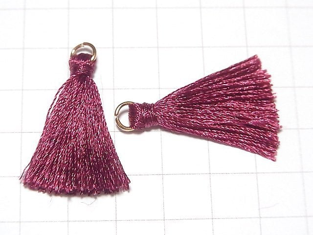 Tassel charm with Ring [S size] Purple red 10pcs