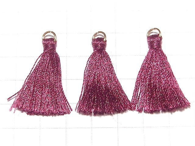 Tassel charm with Ring [S size] Purple red 10pcs