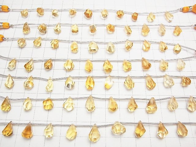 [Video] High Quality Citrine AAA Rough Drop Faceted Briolette 1strand (9pcs)