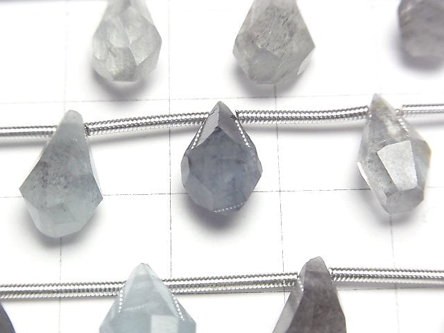 [Video] High Quality Moss Aquamarine AAA Rough Drop Faceted Briolette 1strand (9pcs)