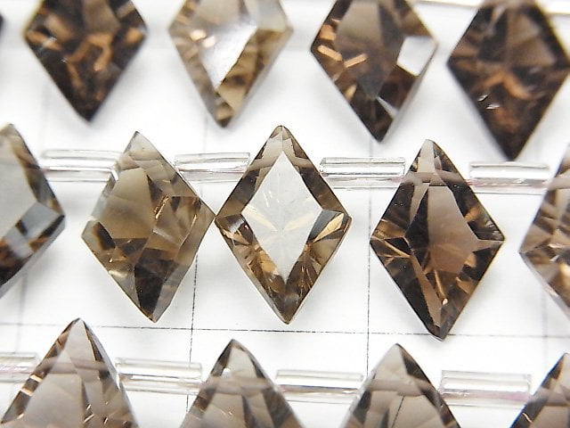 [Video] High Quality Smoky Quartz AAA Diamond Concave Cut 12x8mm 1strand (13pcs)