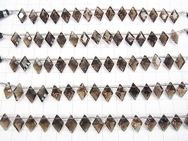 Perles 1 brin (13pcs) en Quartz Fumé de Haute Qualité, AAA, taille concave diamant 12x8mm