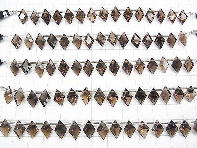 [Video] High Quality Smoky Quartz AAA Diamond Concave Cut 12x8mm 1strand (13pcs)