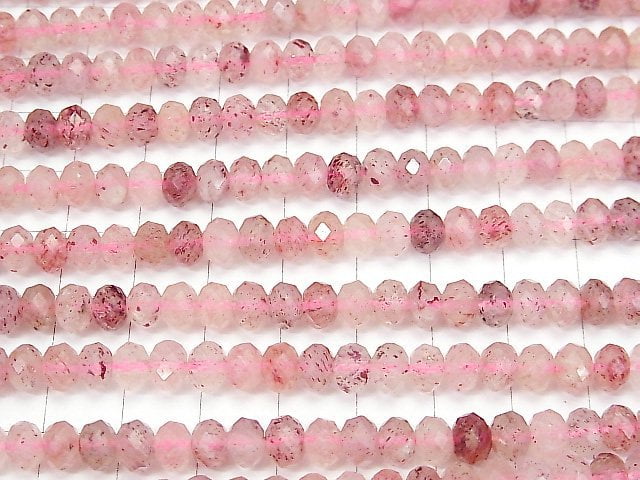 [Video] High Quality! Pink Epidote AAA- Faceted Button Roundel 6x6x4.5mm 1strand beads (aprx.15inch / 37cm)