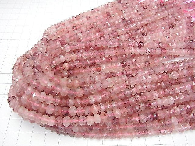 [Video] High Quality! Pink Epidote AAA- Faceted Button Roundel 6x6x4.5mm 1strand beads (aprx.15inch / 37cm)