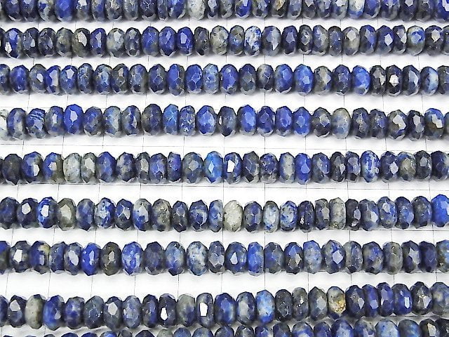 [Video] High Quality! Lapislazuli AA Faceted Button Rondelle 8x8x4.5mm 1strand beads (aprx.15inch / 37cm)