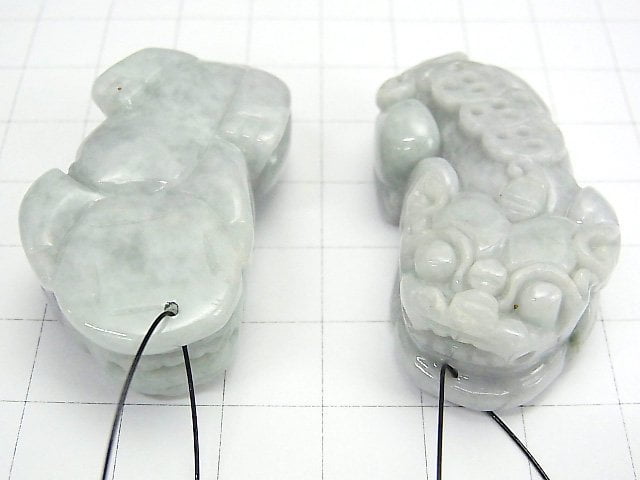 [Video] Burma Jadeite AA++ Pixiu Carving 44x25x14mm 1pair