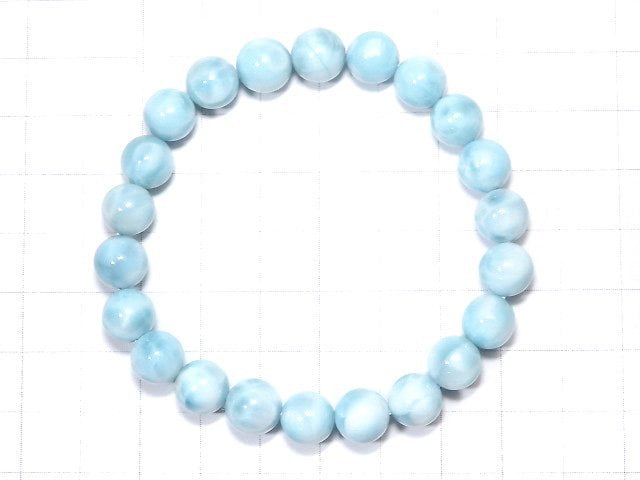 [Video] [One of a kind] High quality Larimar Pectolite AAA Round 8.5mm Bracelet NO.153