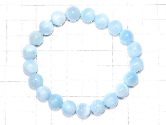 [Video] [One of a kind] High quality Larimar Pectolite AAA Round 9mm Bracelet NO.161