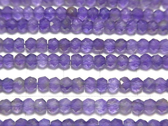 [Video] High Quality! Amethyst AA++ Faceted Button Roundel 3.5x3.5x3mm 1strand beads (aprx.15inch / 37cm)