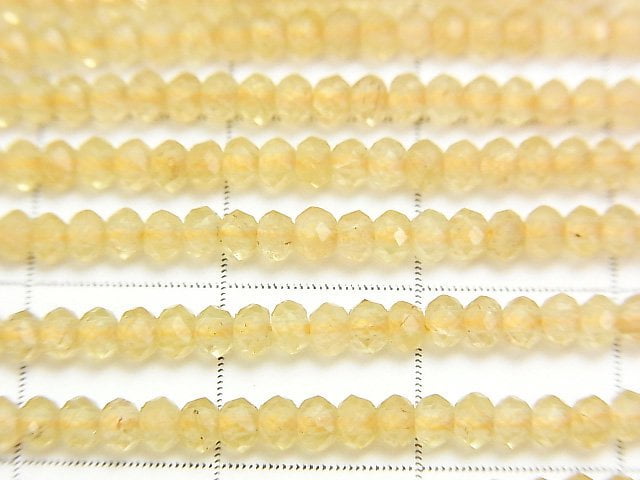 [Video] High Quality! Yellow Apatite AA Faceted Button Roundel 2.5x2.5x1.5mm 1strand beads (aprx.15inch / 37cm)