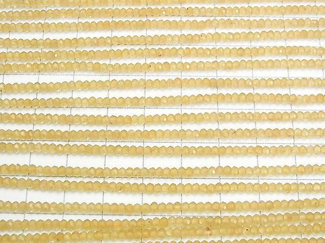 [Video] High Quality! Yellow Apatite AA Faceted Button Rondelle 2.5x2.5x1.5mm 1strand beads (aprx.15inch / 37cm)