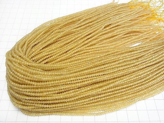 [Video] High Quality! Yellow Apatite AA Faceted Button Rondelle 2.5x2.5x1.5mm 1strand beads (aprx.15inch / 37cm)