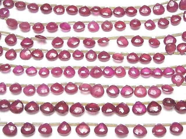 [Video] High Quality Ruby AAA- Chestnut Faceted Briolette half or 1strand beads (aprx.6inch/14cm)