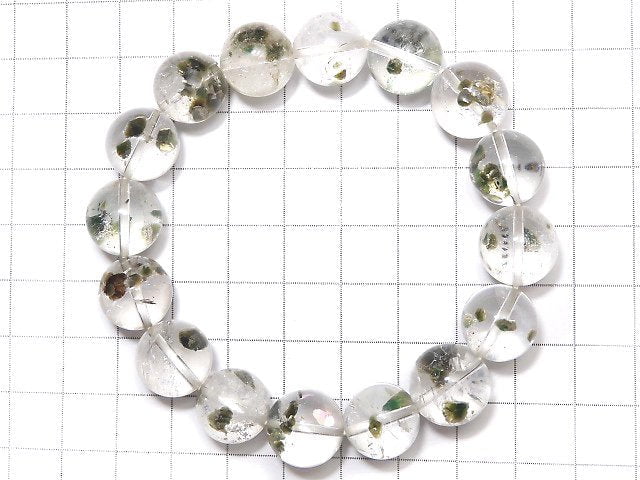 [Video][One of a kind] Green Mica In Quartz Round 13mm Bracelet NO.1