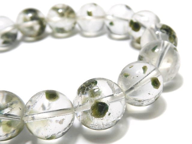 [Video][One of a kind] Green Mica In Quartz Round 13mm Bracelet NO.1