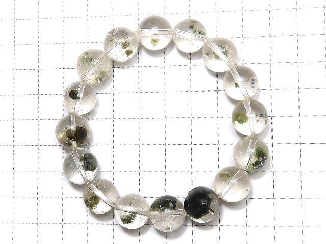 [Video][One of a kind] Green Mica In Quartz Round 13mm Bracelet NO.2