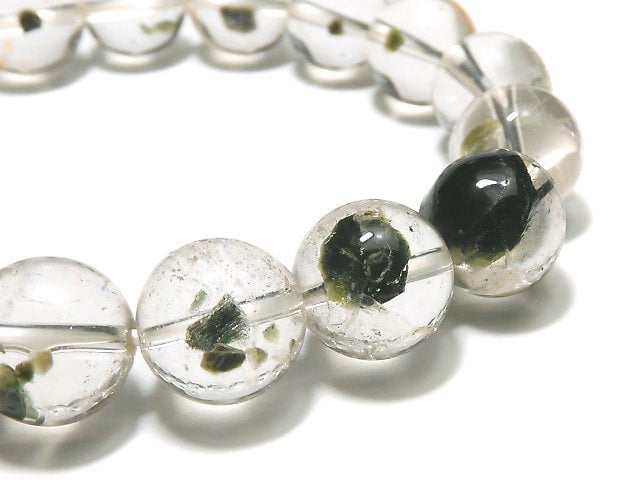 [Video][One of a kind] Green Mica In Quartz Round 13mm Bracelet NO.2