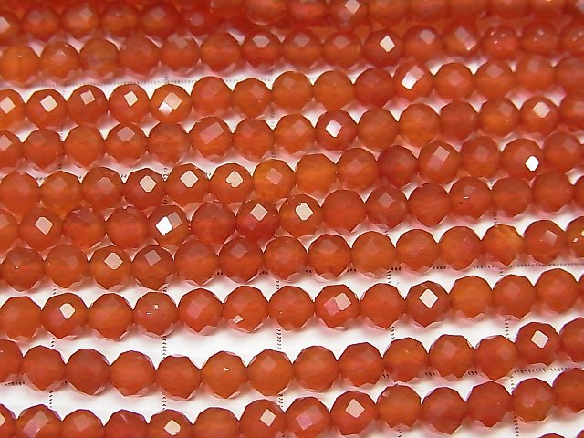 [Video]High Quality! Red Agate AAA Small Size Faceted Round 4mm 1strand beads (aprx.15inch/37cm)