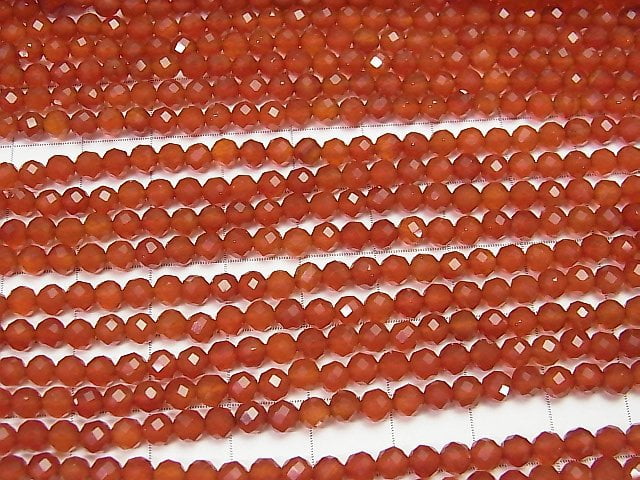 [Video]High Quality! Red Agate AAA Small Size Faceted Round 4mm 1strand beads (aprx.15inch/37cm)