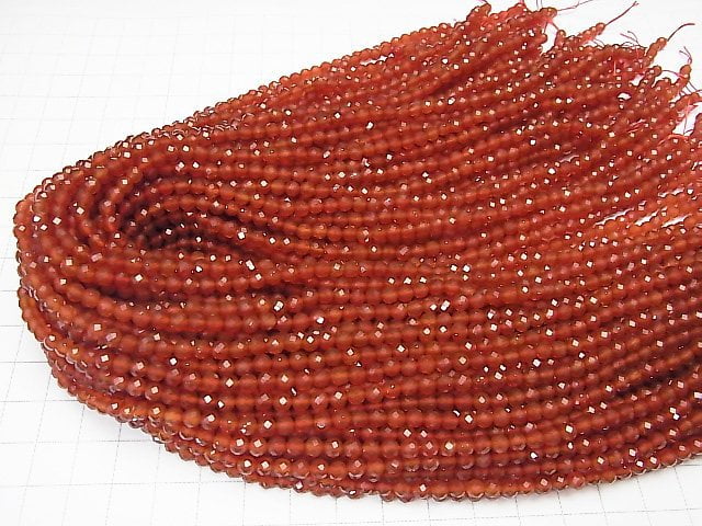 [Video]High Quality! Red Agate AAA Small Size Faceted Round 4mm 1strand beads (aprx.15inch/37cm)