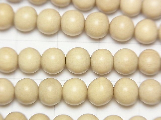 White Wood Semi Round 6mm 1strand beads (aprx.15inch/38cm)