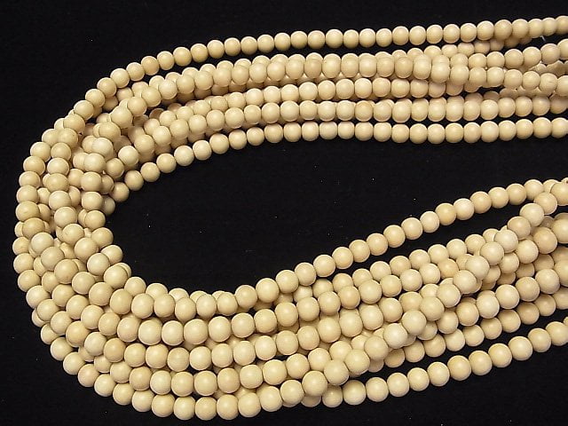 Whitewood Semi Round 6mm 1strand beads (aprx.15inch/38cm)