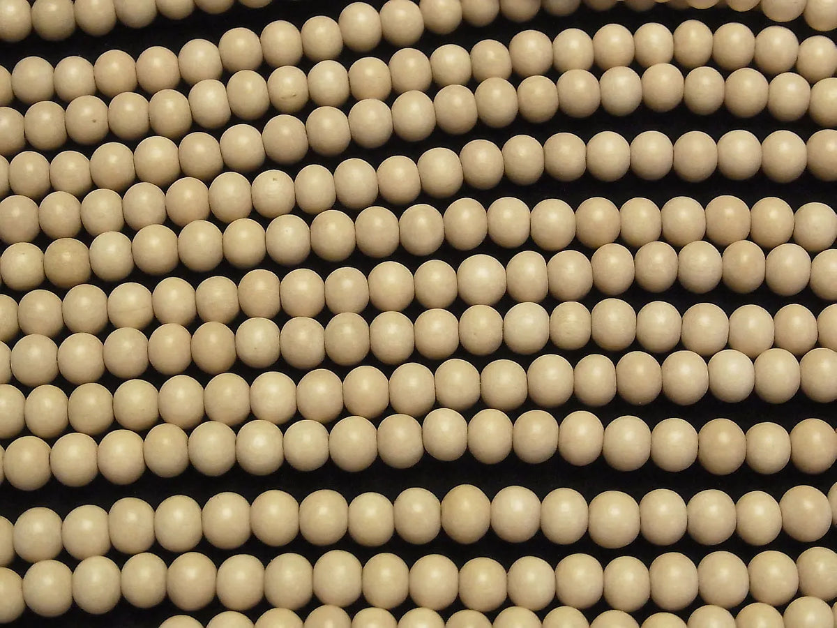 Whitewood Semi Round 6mm 1strand beads (aprx.15inch/38cm)