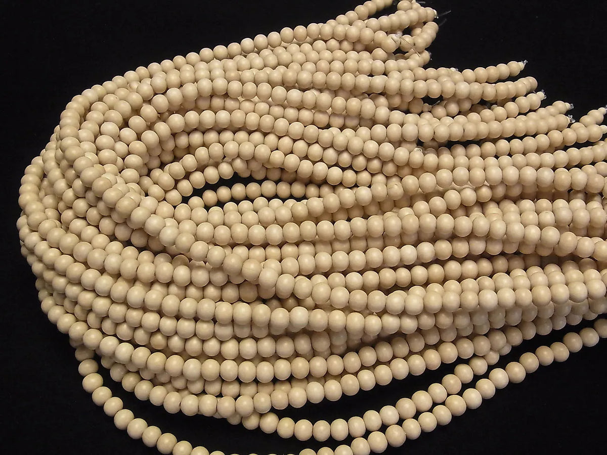 Whitewood Semi Round 6mm 1strand beads (aprx.15inch/38cm)