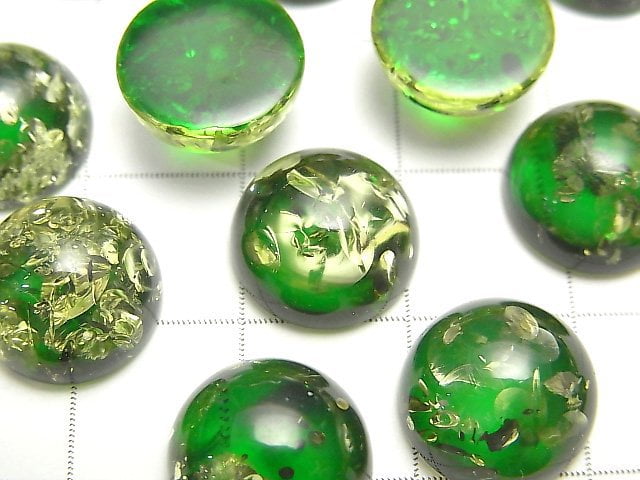 [Video] Cracked green color Amber Round Cabochon 12x12mm 2pcs